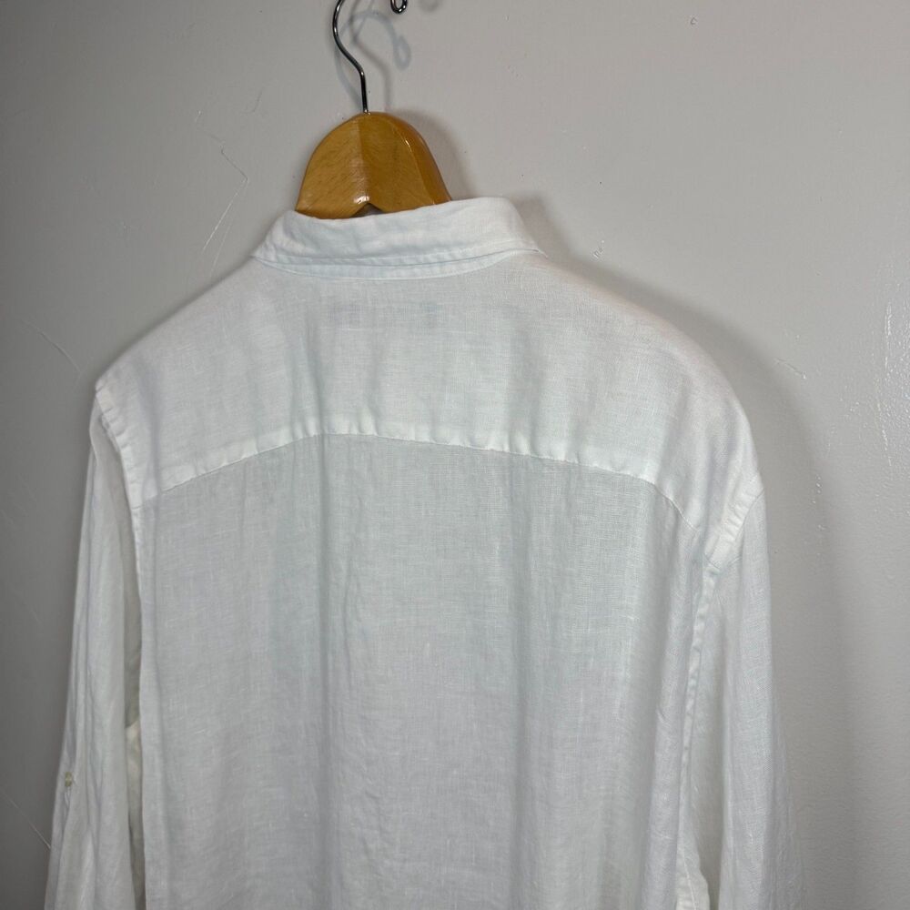 Lauren Ralph Lauren White Shirt Long Sleeve Button Linen Size 2X Casual Work - Picture 6 of 11